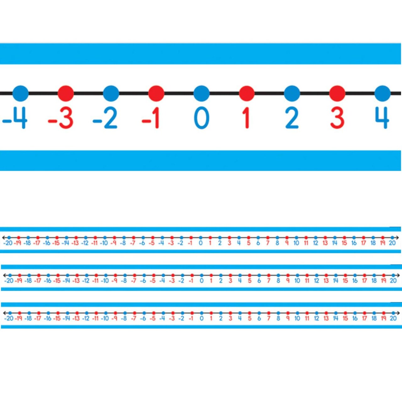 -20 to 20 Student Number Lines Manipulative, Grade K-3, 30 Per Pack, 3 Packs
